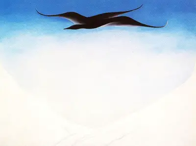 A Black Bird with Snow Covered Red Hills Georgia O'Keeffe
